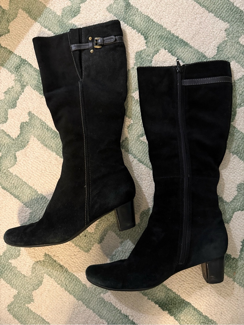 ECCO Black Suede Knee-High Women's Boots 39 9